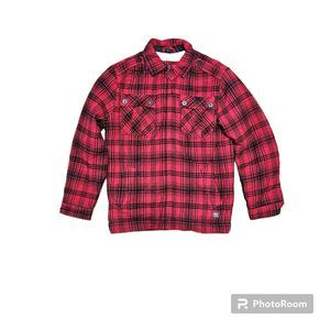 Fox Riders Co. Red Plaid Zip Up Flannel Jacket Men's M